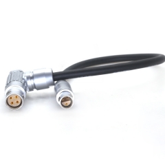 0.6m Straight to Right-angle 1S 3 Pins (2 Pin 1 Hole) of ARRI TRINITY to 4 Pins Female 24V Power Cable for RED V-RAPTOR