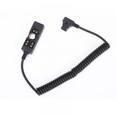 0.5-2m Coiled Male D-TAP to 3 Port Female D-Tap with USB-A 2.0 Splitter with 1/4