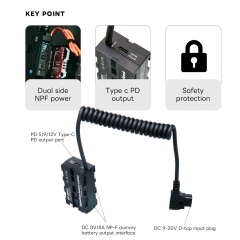 Non-decoding D-Tap to Dual-Side Sony L-Series NPF Dummy Battery