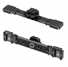 Dual Cold Shoe Mount Bracket with Cable Slot for Camera