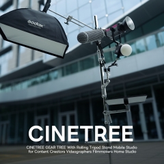 CINETREE GEAR TREE With Rolling Tripod Stand Mobile Studio for Content Creators Filmmakers Home Studio