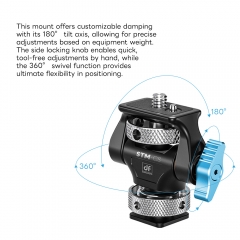 Swivel and Tilt Adjustable Monitor Mount with Cold Shoe Mount