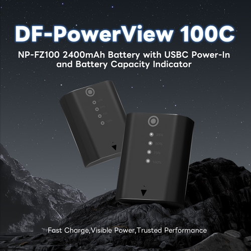 Full-Decoding Sony NP-FZ100 2400mAh Battery with USBC Power-Inand Battery Capacity Indicator