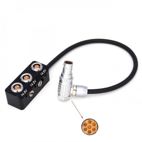 20/40/60cm straight/right angle head ARRI camera 12V EXT 7 pin Power Splitter to 3*0B2 pin Power Splitter with 1/4 Screw