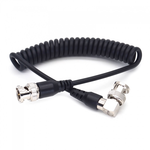 Straight head BNC to right angle head BNC SDI Coiled Cable for wireless transmitter monitor camera