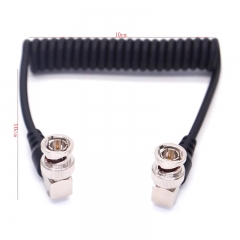 Straight head BNC to right angle head BNC SDI Coiled Cable for wireless transmitter monitor camera