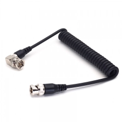 Straight head BNC to right angle head BNC SDI Coiled Cable for wireless transmitter monitor camera