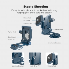 Foldable Vertical L-Bracket and Baseplate with Arca Swiss Bottom Plate