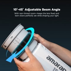 10 Times Brightening 10°-45° Focusable Fresnel Lens with 4 Leaves Barndoor Support≤200W COB Light