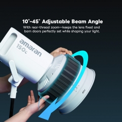 10 Times Brightening 10°-45° Focusable Fresnel Lens with 4 Leaves Barndoor Support≤600W COB Light Compatible with Aputure Storm 400X