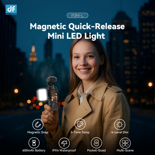 Magnetic Quick-Release Mini LED Light with OSMO POKCET 3 Half Case with Cold Shoe Mount