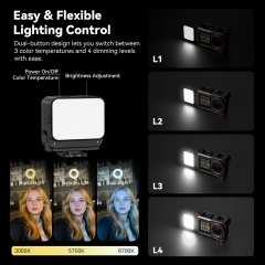 Magnetic Quick-Release Mini LED Light with OSMO POKCET 3 Half Case with Cold Shoe Mount