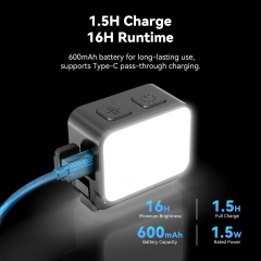 Magnetic Quick-Release Mini LED Light with OSMO POKCET 3 Half Case with Cold Shoe Mount