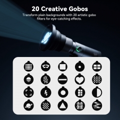 Portable Zoomable RGB LED Photography Flashlight with Gobos