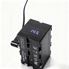 360 Degree Rotatable Dual Sony NPF-L Series Dummy Battery with DC with Lock to D-tap Power Cable