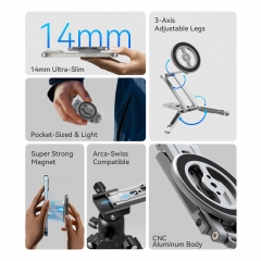 Arca Swiss Bottom Base Foldable Magsafe Magnetic Phone Table Tripod with Hook