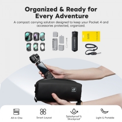 Accessory Bundle for DJI Osmo Pocket 4, 6 Filters + Silicone Case + POP-1 Tripod + Wrist Strap + Carry Case + Tempered Glass, OSMO POCKET 4 Not Included