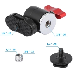 Prime Focus Easy Lock Mini Ball Head with Shoe Mount Adapter Ratchet Locking Knob