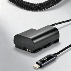 LP‑E6P 9V USB-C PD Dummy Battery with Digital Display – Fully Decoded, Multilevel Protection (Overcharge/Overvoltage/Short Circuit), Braided Nylon Cable for Canon Cameras
