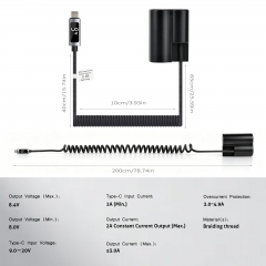NP‑W235 9V Dummy Battery w/ LED Screen & PD – Fully Decoded, Braided Cable, Overcurrent Protection for Fujifilm