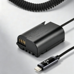 BLK22 9V Dummy Battery w/ Digital Display & Braided Cable – for Pan asonic LUMIX S5/GH6/G9M2 Series