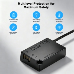 LP‑E17 E18 9V USB‑C PD Dummy Battery with Digital Display – Semi Decoded, Multilevel Protection (Overcharge/Overvoltage/Short Circuit), Braided Nylon Cable for Canon Cameras