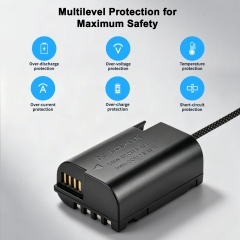 BLK22 9V Dummy Battery w/ Digital Display & Braided Cable – for Pan asonic LUMIX S5/GH6/G9M2 Series