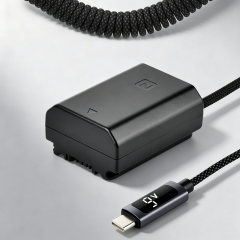 NP‑FZ100 9V Dummy Battery w/ LED Screen & PD – Fully Decoded, Braided Cable, Overcurrent Protection