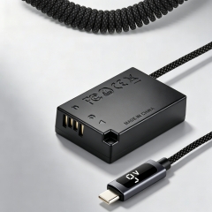 LP‑E17 E18 9V USB‑C PD Dummy Battery with Digital Display – Semi Decoded, Multilevel Protection (Overcharge/Overvoltage/Short Circuit), Braided Nylon Cable for Canon Cameras