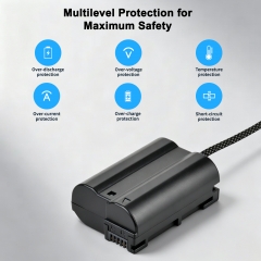 EN‑EL15 9V Dummy Battery with PD, Digital Display & Braided Spring Cord – Type‑C Input, 8.0‑8.4V Output, for Nikon Cameras
