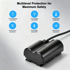 NP‑W235 9V Dummy Battery w/ LED Screen & PD – Fully Decoded, Braided Cable, Overcurrent Protection for Fujifilm