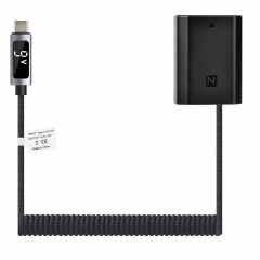 NP‑FZ100 9V Dummy Battery w/ LED Screen & PD – Fully Decoded, Braided Cable, Overcurrent Protection