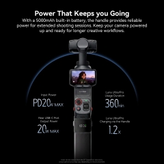 White/Black Battery Handle 5000mAh for Insta360 Luna Ultra/Pro