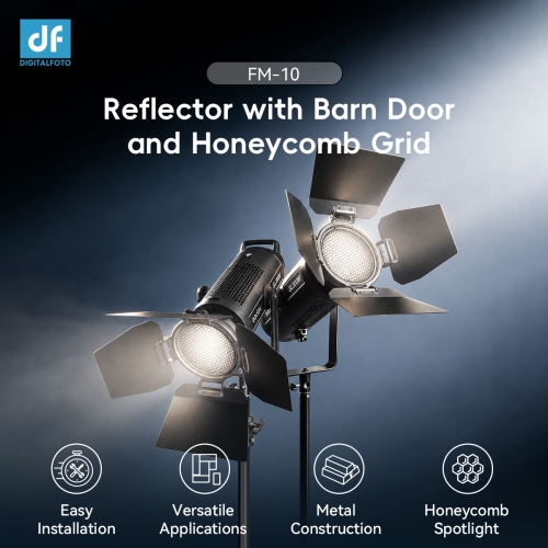 Reflector with Barndoor and Honeycomb Grid