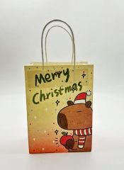 Cute Small Kraft Paper Handbags Cartoon Pattern Eco Friendly Customizable Gift Totes
