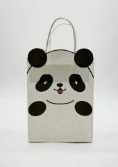 Cute Small Kraft Paper Handbags Cartoon Pattern Eco Friendly Customizable Gift Totes