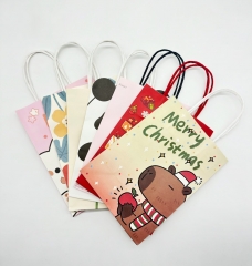 Cute Small Kraft Paper Handbags Cartoon Pattern Eco Friendly Customizable Gift Totes