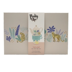 Colorful Leaf Print Ceramic Tea Set Packing Box