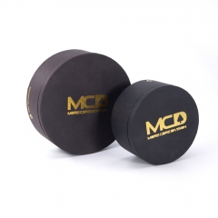 Black Round Rigid Box with Gold Foil Logo