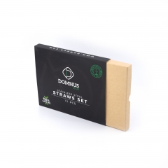 Two-Tone Black & Brown Stainless Steel Straw Set Packing Box