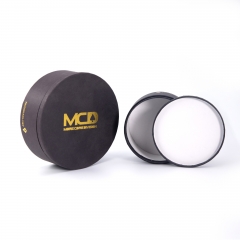 Black Round Rigid Box with Gold Foil Logo