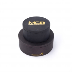 Black Round Rigid Box with Gold Foil Logo