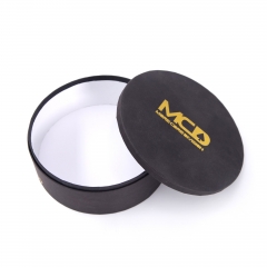 Black Round Rigid Box with Gold Foil Logo