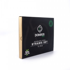 Two-Tone Black & Brown Stainless Steel Straw Set Packing Box
