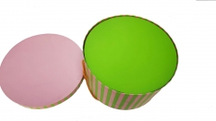 Pinky Up Pink Green Stripe Round Rigid Box
