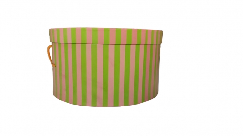 Pinky Up Pink Green Stripe Round Rigid Box