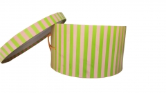 Pinky Up Pink Green Stripe Round Rigid Box