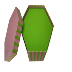 Pink & Green Stripe Hexagon Rigid Gift Box