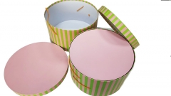 Pinky Up Pink Green Stripe Round Rigid Box