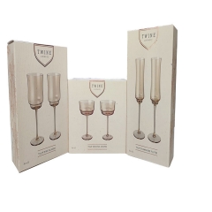 TWINE Amber Tinted Tulip Wine Glasses Corrugated Packaging Box
